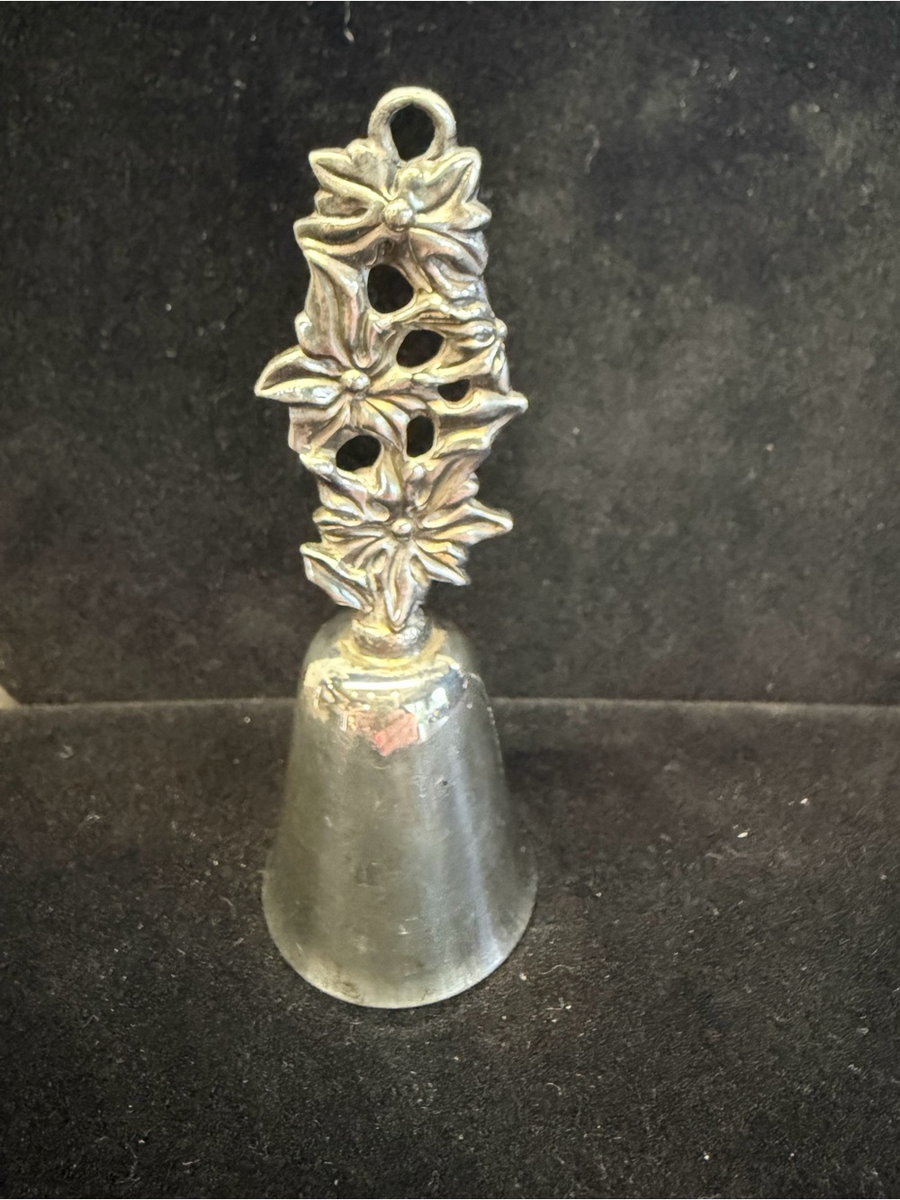 Vintage Reed & Barton New England Silverplate Christmas Bell Poinsettia 4.25”